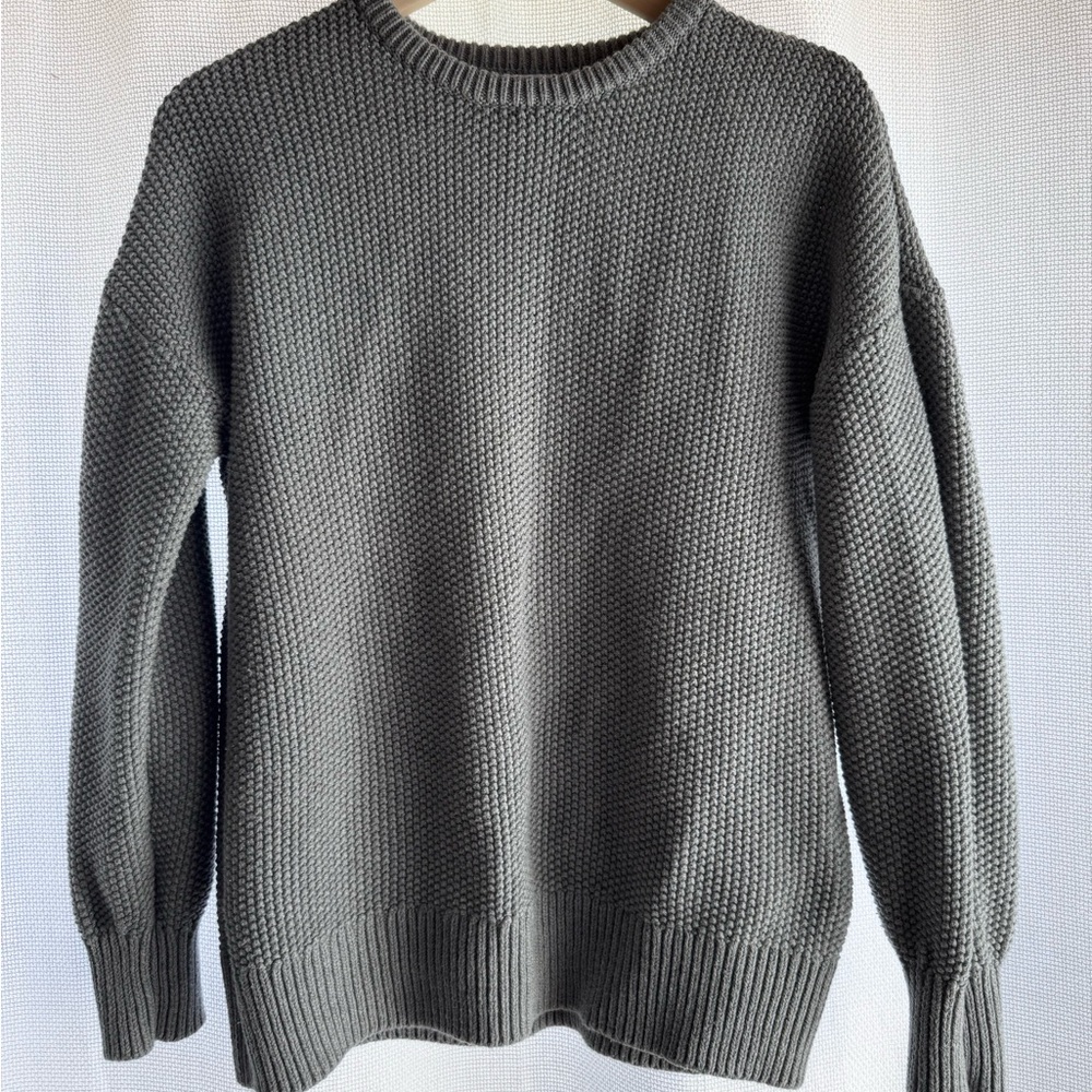 Gray Textured Knit Sweater